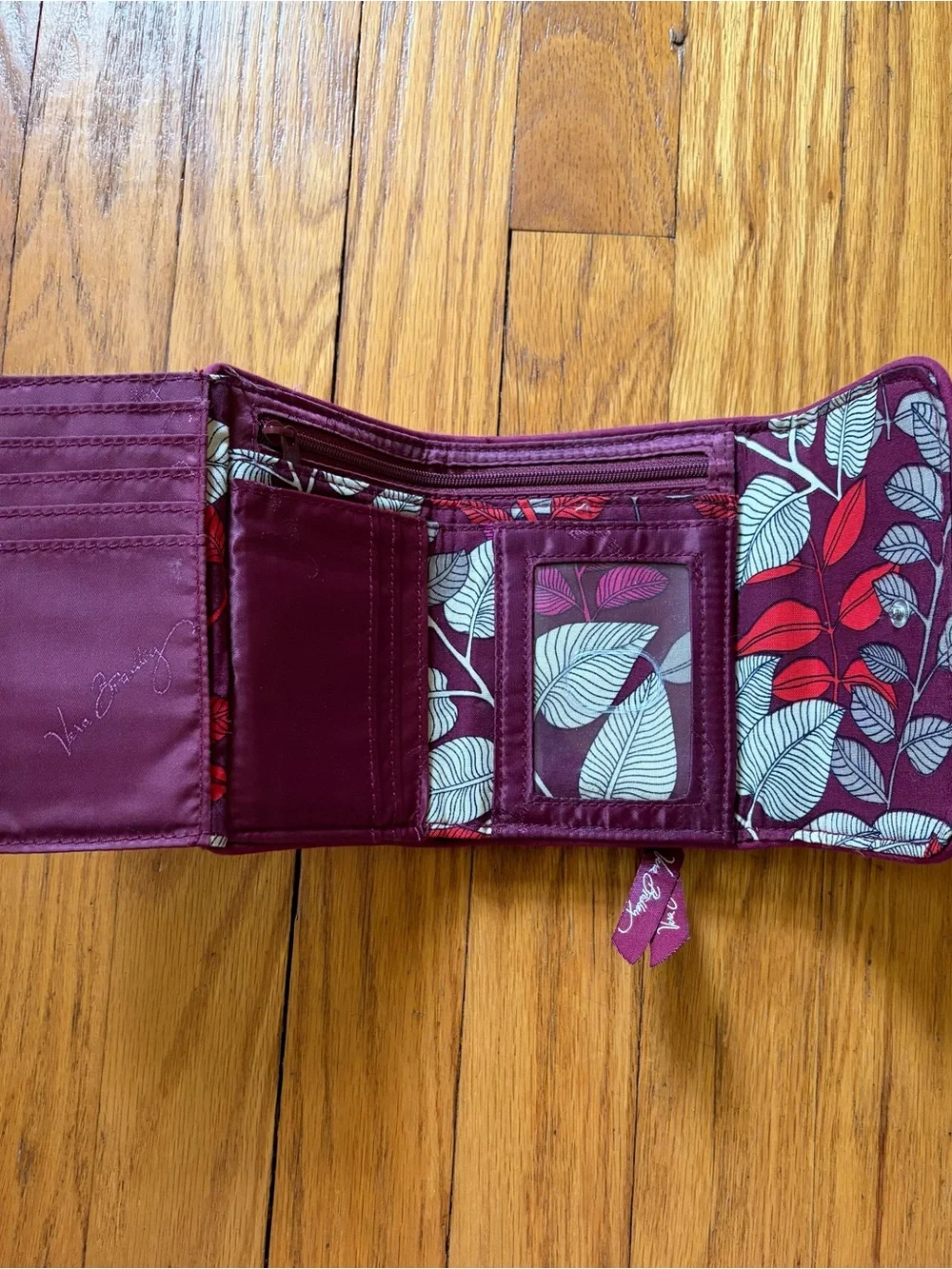 Vera Bradley Pink Floral Quilted Fold-Over Wallet - Picture 3 of 5